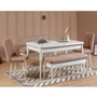 Hanah Home Banco moderno blanco y piedra con almacenamiento